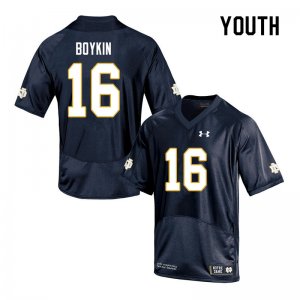 Notre Dame Fighting Irish Youth Noah Boykin #16 Navy Under Armour Authentic Stitched College NCAA Football Jersey UZB8399AQ